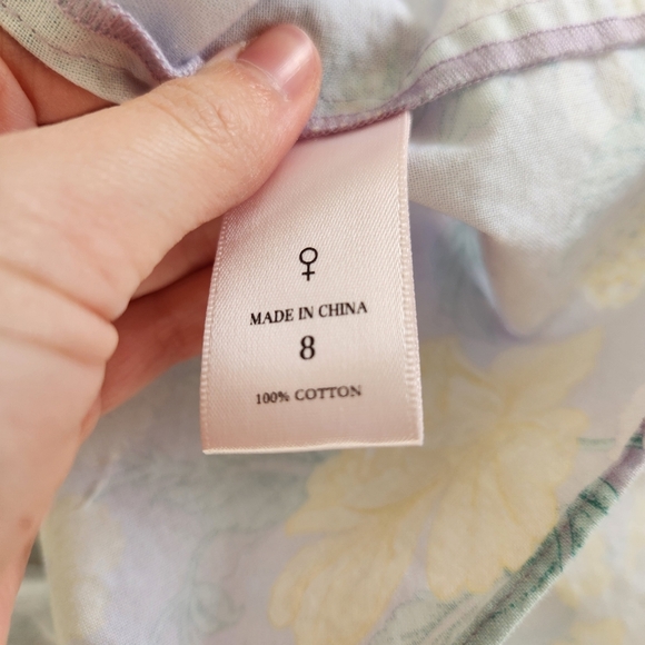 Selkie Claudia Puff Sleeve Mini Dress In Lavender Yellow Floral Cotton Size 8 - Picture 7 of 11